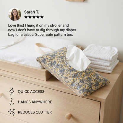 Hanging Tissue Holder for Strollers, Cribs & Cars