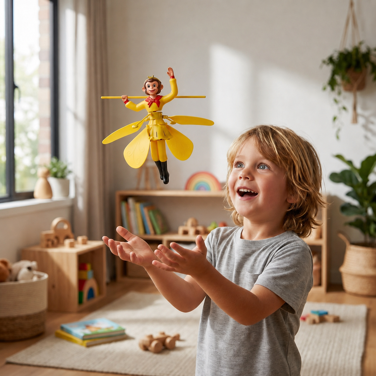 Interactive Flying Monkey Toy with Motion Sensor & LED Lights