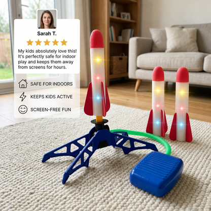 Safe & Soft Kids Rocket Launcher- Lightning Air-Powered Indoor Fun