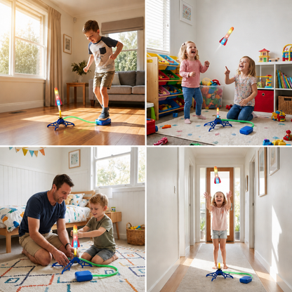 Safe & Soft Kids Rocket Launcher- Lightning Air-Powered Indoor Fun