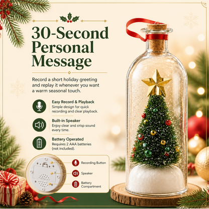 Recordable Christmas Message-in-a-Bottle Ornament with Voice Playback