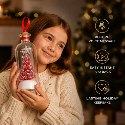 Recordable Christmas Message-in-a-Bottle Ornament with Voice Playback