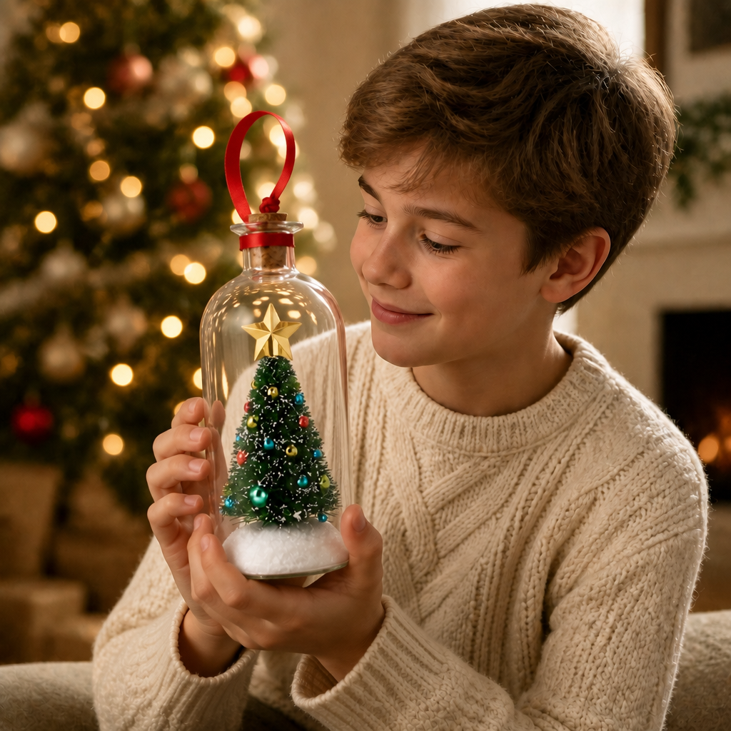 Recordable Christmas Message-in-a-Bottle Ornament with Voice Playback