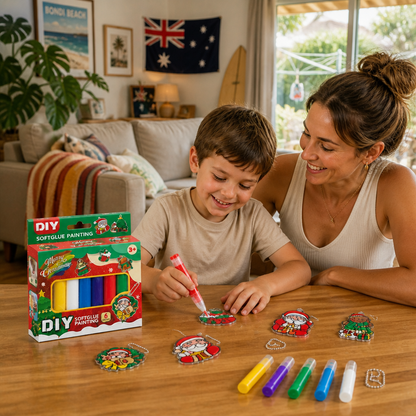 DIY Christmas No-Bake Glue Painting Ornament Craft Kit for Kids
