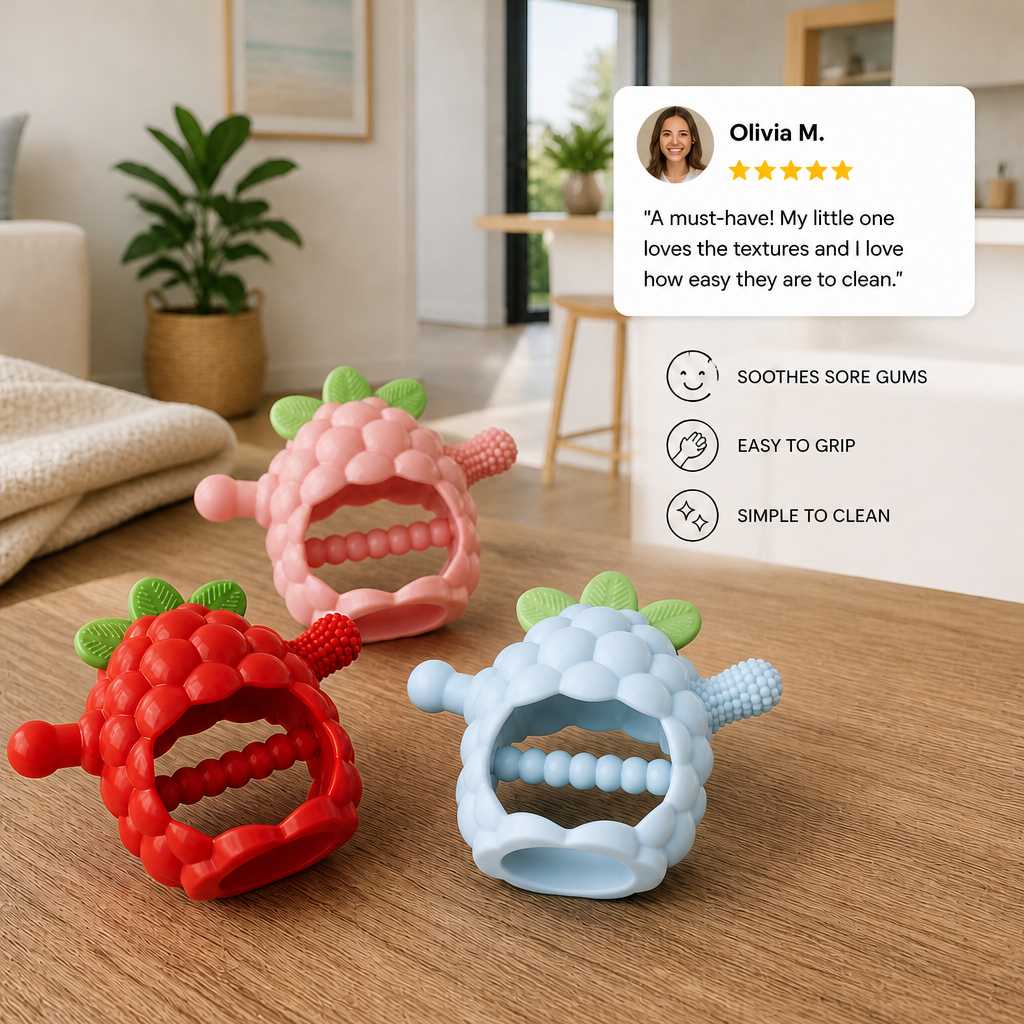 Easy-Grip Multi-Textured Silicone Baby Teether (3+ Months)