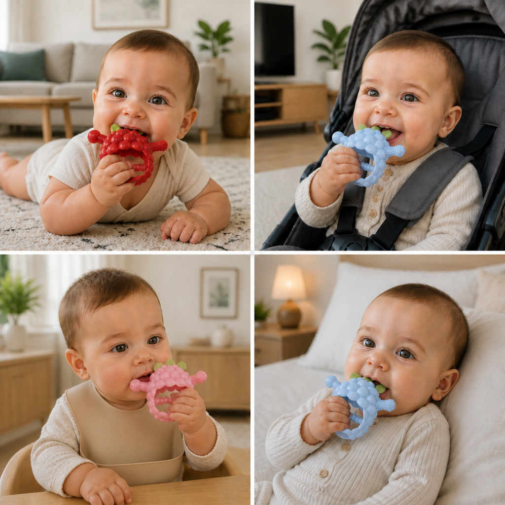 Easy-Grip Multi-Textured Silicone Baby Teether (3+ Months)