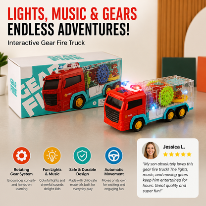 Interactive Gear Fire Truck Toy with Lights