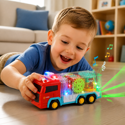 Interactive Gear Fire Truck Toy with Lights
