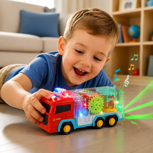 Interactive Gear Fire Truck Toy with Lights
