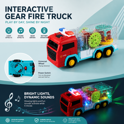 Interactive Gear Fire Truck Toy with Lights