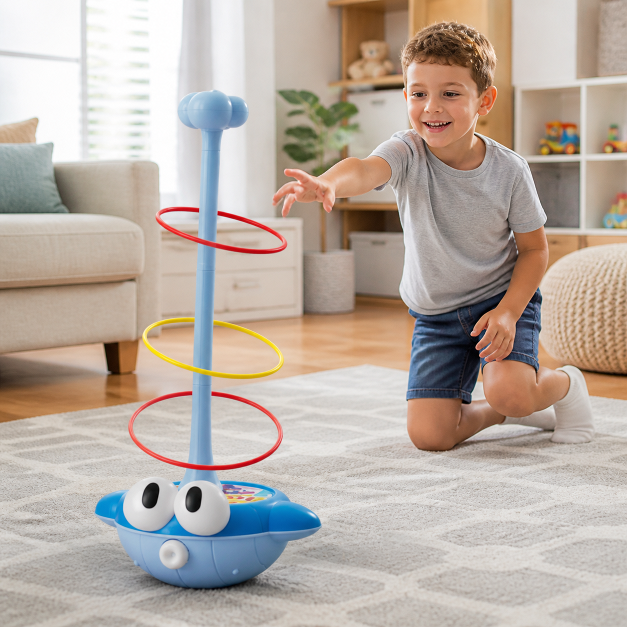 3-in-1 Educational Activity Game – Ring Toss, Basketball & Sticky Ball