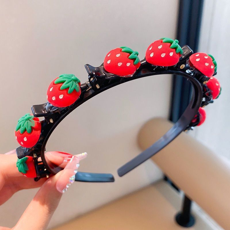 Cute Hair Clips & Bands for Girls with Flower, Strawberry & Rainbow Charms