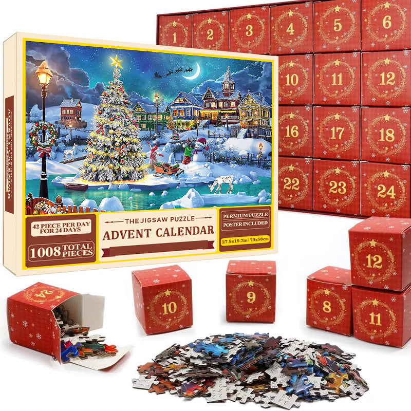 Christmas Jigsaw Puzzle Advent Calendar – 1008-Piece 24-Day Countdown Puzzle Set