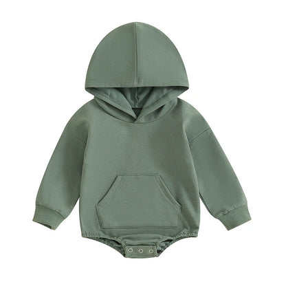 Hooded Baby Romper – Soft Long Sleeve Onesie with Front Pocket