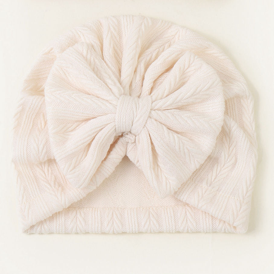 Ruched Baby Turban with Bow – Soft Knit Newborn Hat