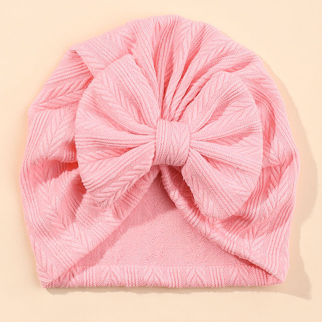 Ruched Baby Turban with Bow – Soft Knit Newborn Hat