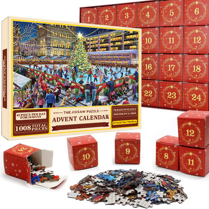 Christmas Jigsaw Puzzle Advent Calendar – 1008-Piece 24-Day Countdown Puzzle Set