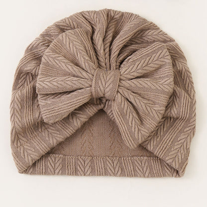 Ruched Baby Turban with Bow – Soft Knit Newborn Hat