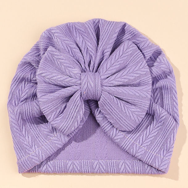 Ruched Baby Turban with Bow – Soft Knit Newborn Hat