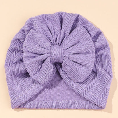 Ruched Baby Turban with Bow – Soft Knit Newborn Hat
