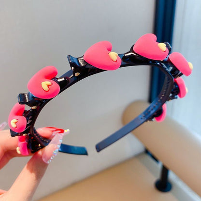 Cute Hair Clips & Bands for Girls with Flower, Strawberry & Rainbow Charms