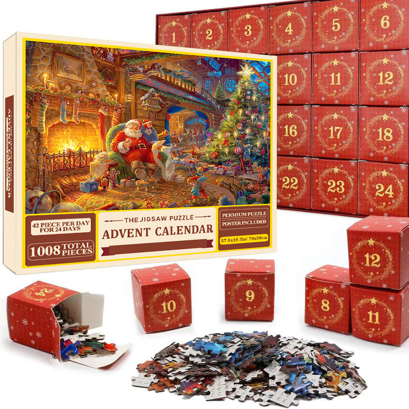 Christmas Jigsaw Puzzle Advent Calendar – 1008-Piece 24-Day Countdown Puzzle Set