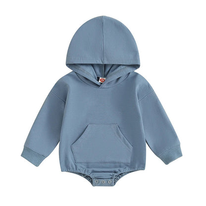 Hooded Baby Romper – Soft Long Sleeve Onesie with Front Pocket