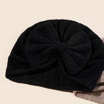 Ruched Baby Turban with Bow – Soft Knit Newborn Hat