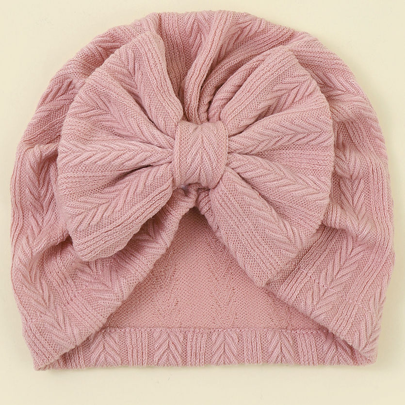 Ruched Baby Turban with Bow – Soft Knit Newborn Hat