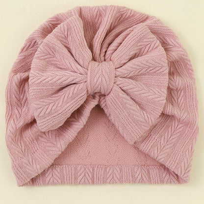 Ruched Baby Turban with Bow – Soft Knit Newborn Hat