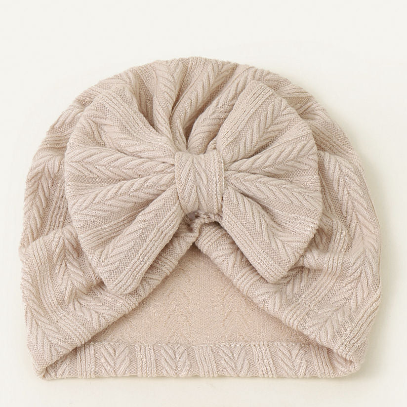 Ruched Baby Turban with Bow – Soft Knit Newborn Hat