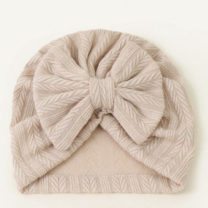Ruched Baby Turban with Bow – Soft Knit Newborn Hat