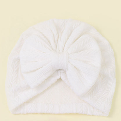 Ruched Baby Turban with Bow – Soft Knit Newborn Hat