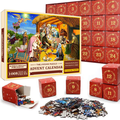 Christmas Jigsaw Puzzle Advent Calendar – 1008-Piece 24-Day Countdown Puzzle Set