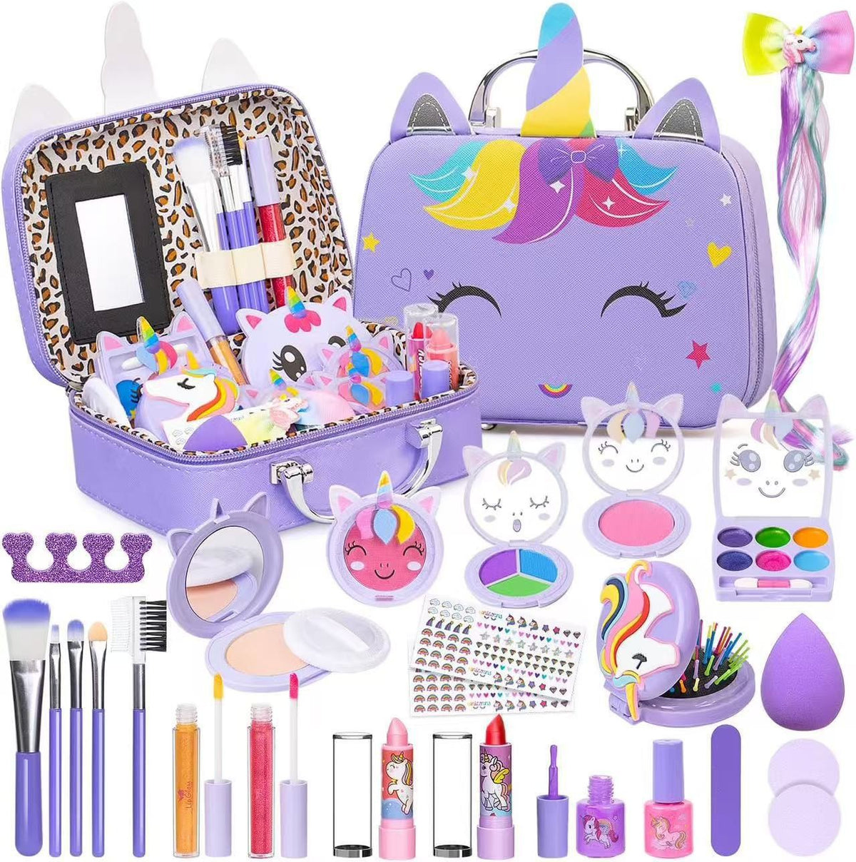 Kids’ Eco-Friendly & Easy-to-Wash Princess Makeup Kit with Cosmetic Bag