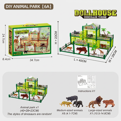 Modular Build-Your-Own Zoo Playset with Animal Figures & Interactive Cages
