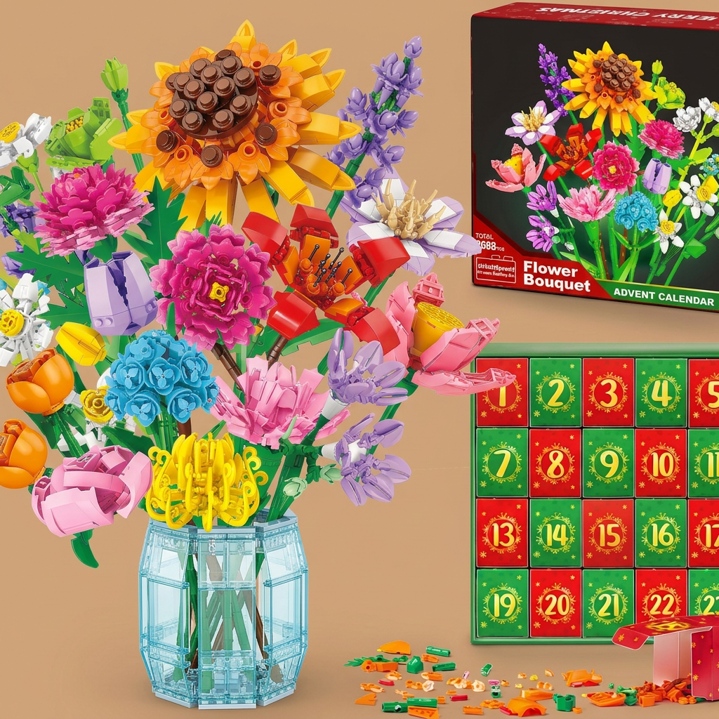 Christmas Building Block Flower Bouquet Advent Calendar