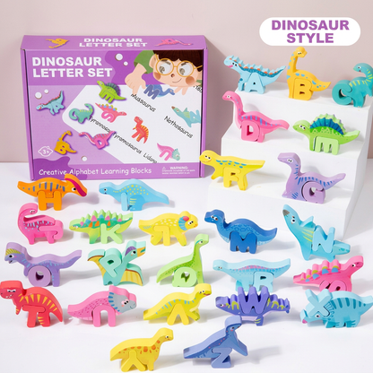 52-Piece Montessori-Style 3D Alphabet Building Blocks Set