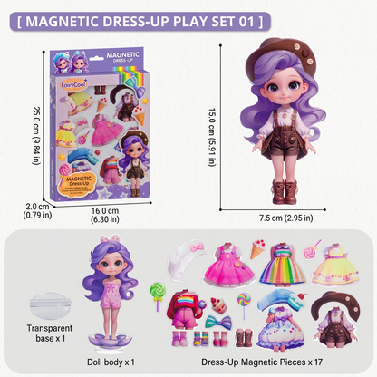 Magnetic Dress-Up Doll Set with Interchangeable Outfits