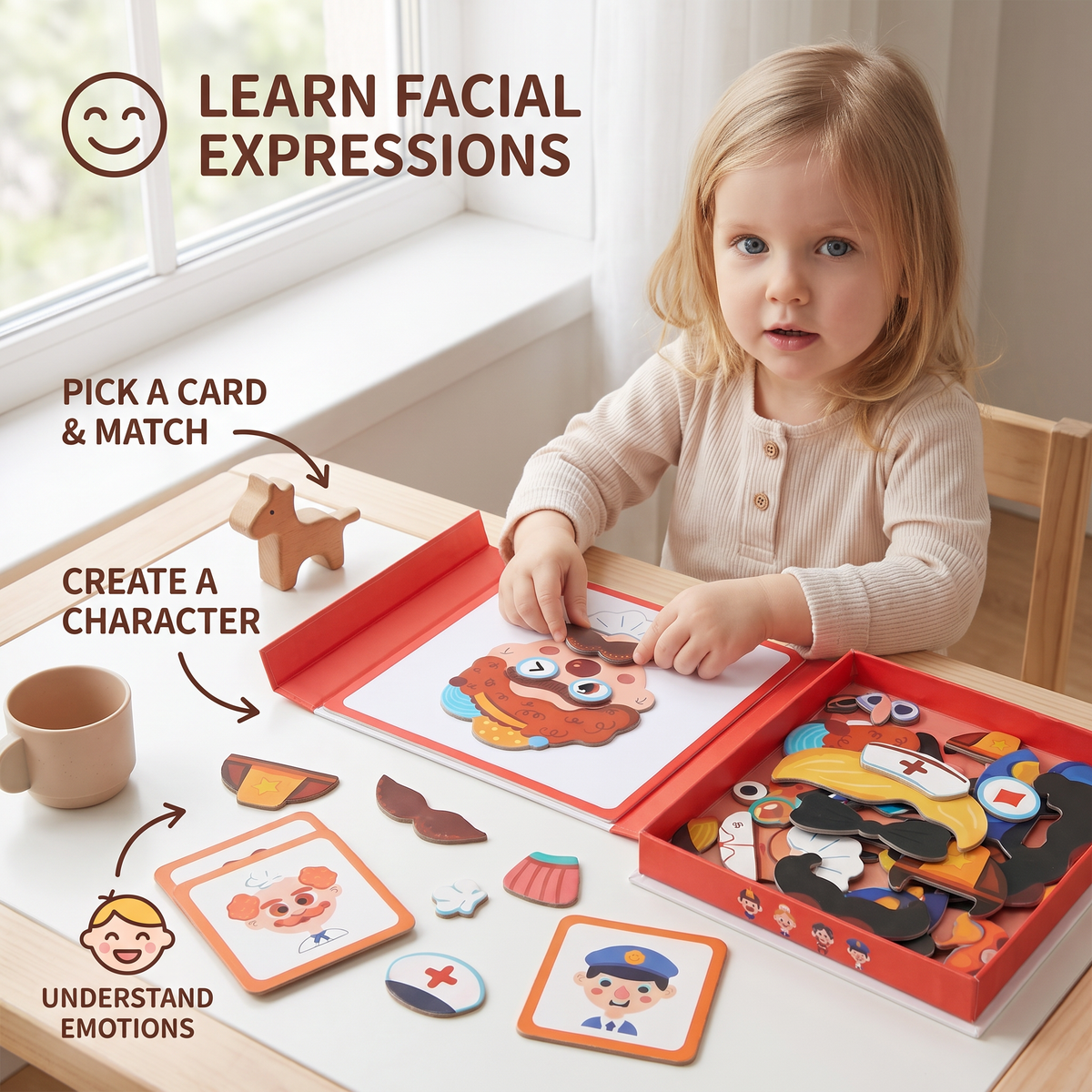 Educational facial expression learning puzzle for children