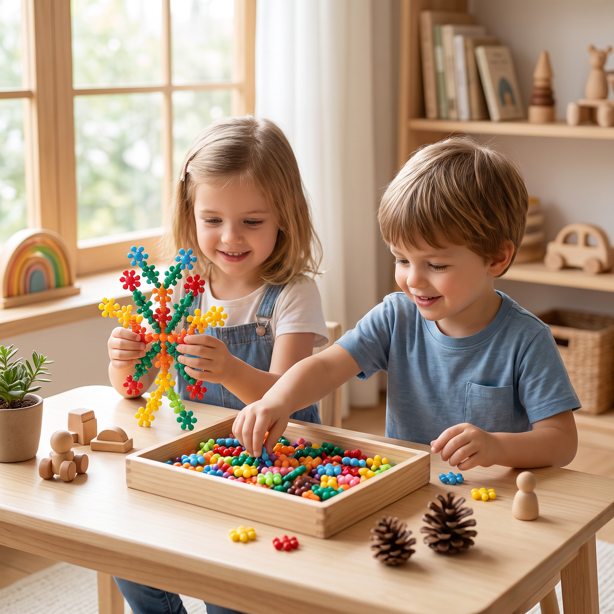 Montessori Plum Blossom Building Block Set