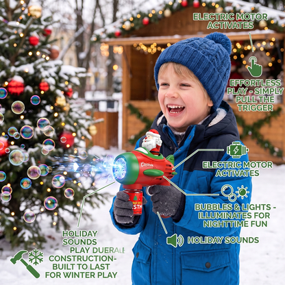 Electric Christmas Bubble Gun with Lights & Sounds for Kids
