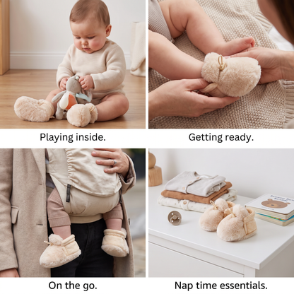 Warm & Cozy Fleece-Lined Cotton Baby Booties with Soft Soles
