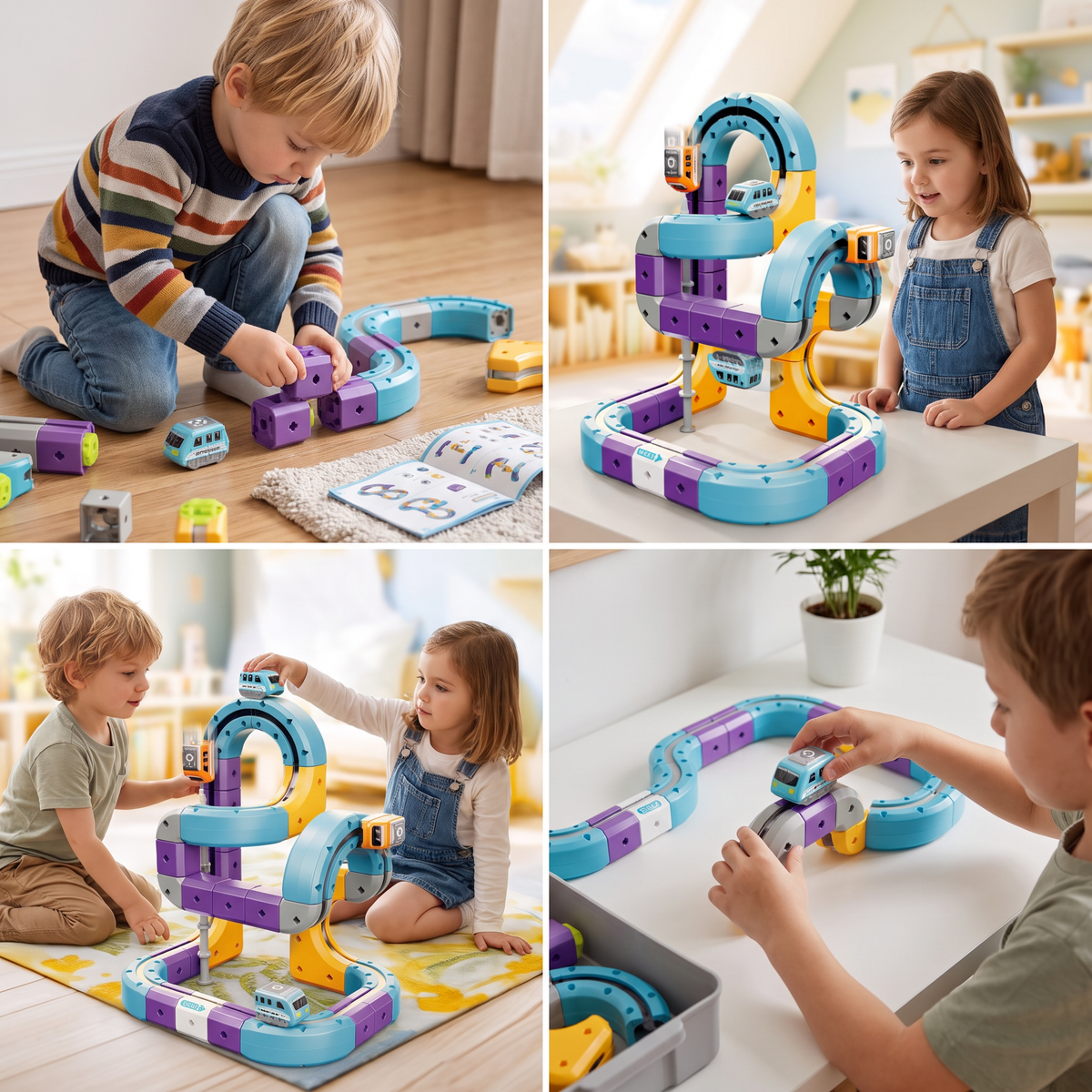 DIY Gravity Cube Track Building Kit with Electric Train