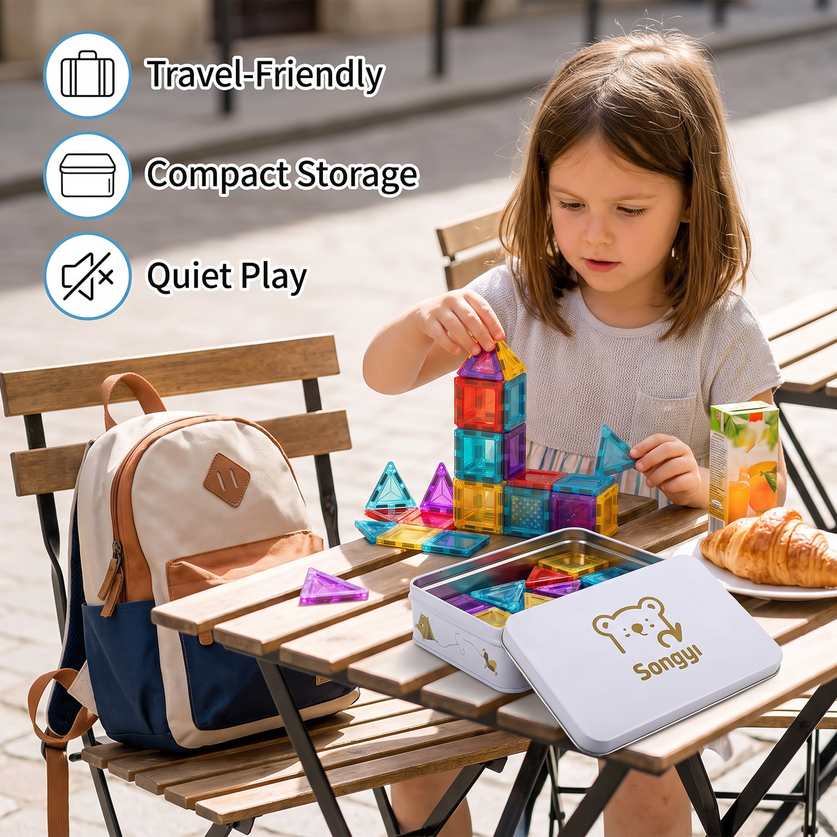 Safe Mini Magnetic Tiles Travel Set with Compact Storage Case