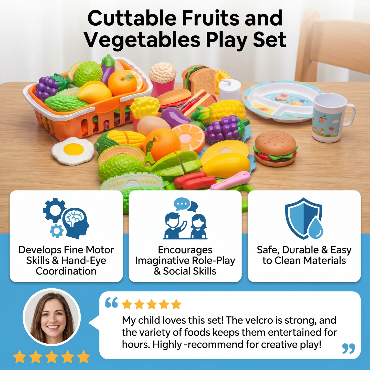 Cuttable Fruits and Vegetables Play Set
