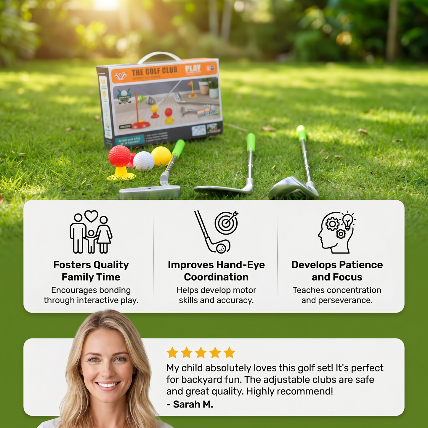 Kids Golf Set with Adjustable Clubs – Perfect for Backyard Play
