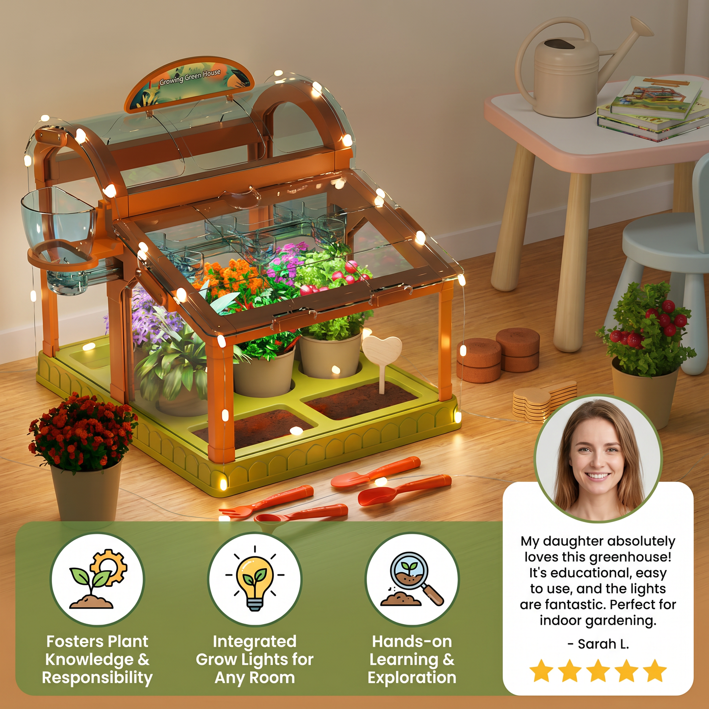 LED Acrylic Kids Greenhouse – Indoor Plant Growing Kit for Learning & Fun