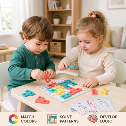Montessori Wooden Shape Matching Puzzle – Color & Logic Brain Training Game