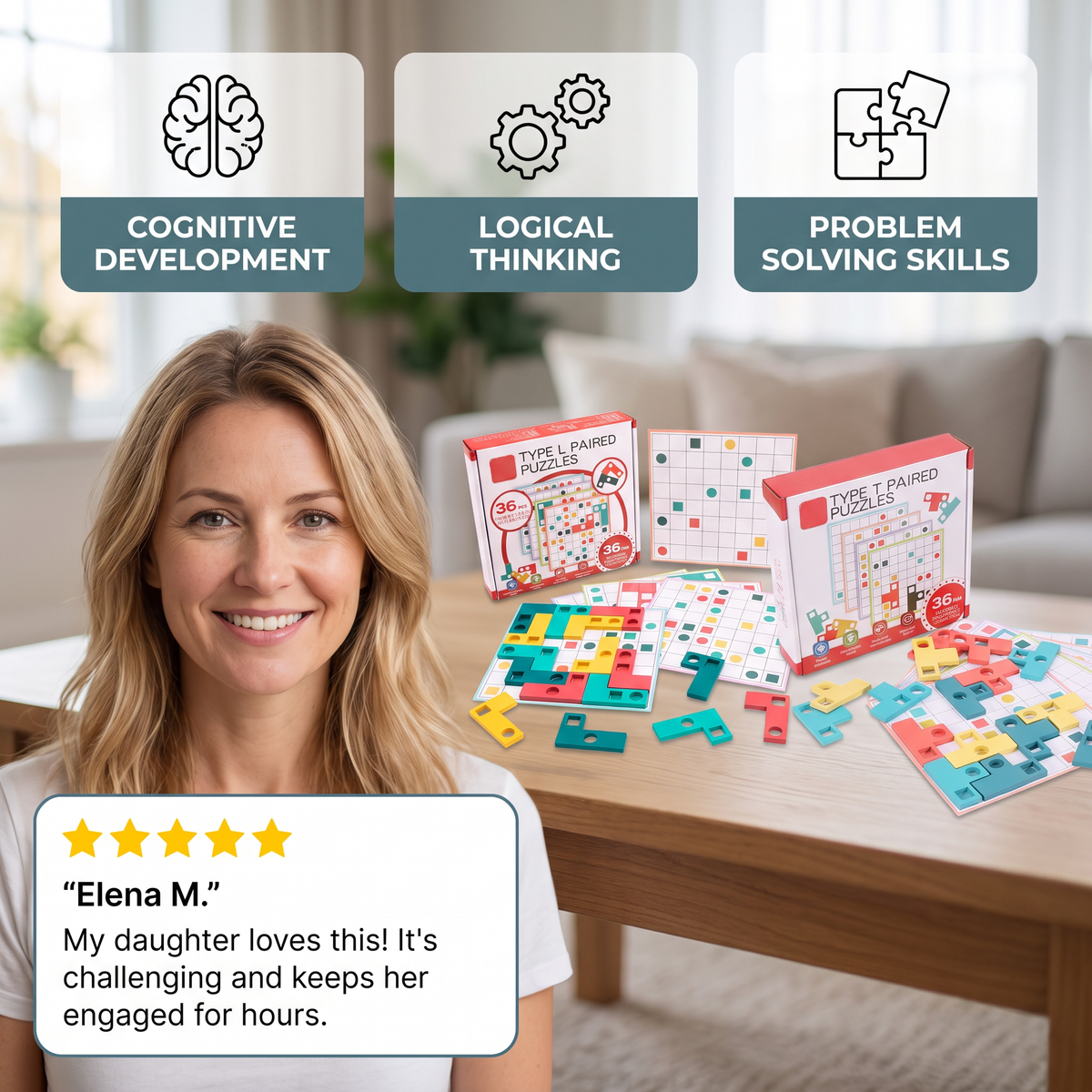 Montessori Wooden Shape Matching Puzzle – Color & Logic Brain Training Game